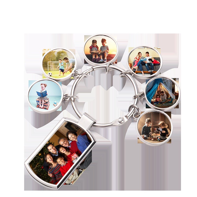 DIY Creative Gift Sublimation Blank Keyring Pendant with Printable Metal insert