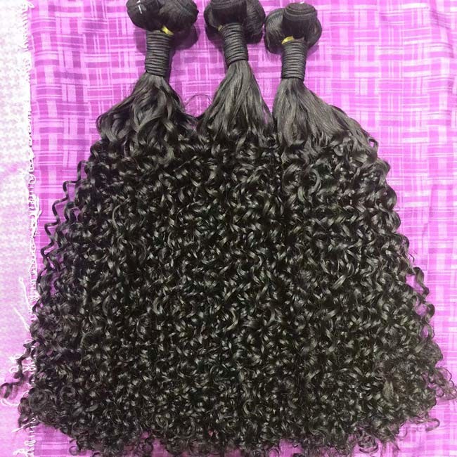 12A Super Funmi Double Drawn Human Hair Curl Bundles Kinky Curly Hair Extensions