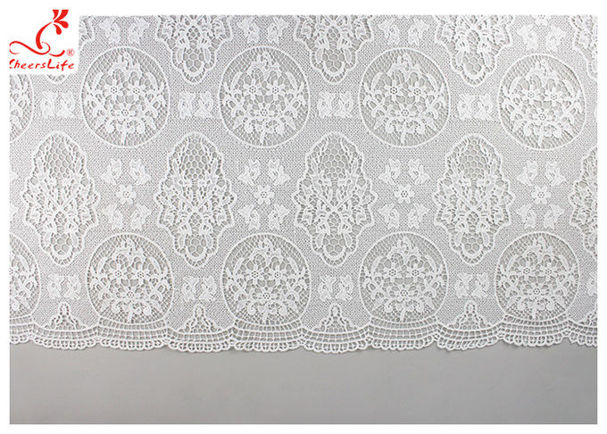 Guipure Embroidered Floral Lace Fabric With Chemical Poly Milk Silk Comfortable