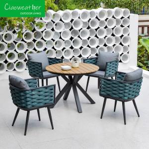Quality Waterproof Outdoor Dining Set for Villa Garden Luxury Olefin Rope Rattan Weaving and Cushions wholesale