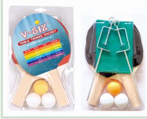 Quality Solid Handle Table Tennis Set 5 Layers Poplar Plywood With Black / Red Reverse Rubber wholesale