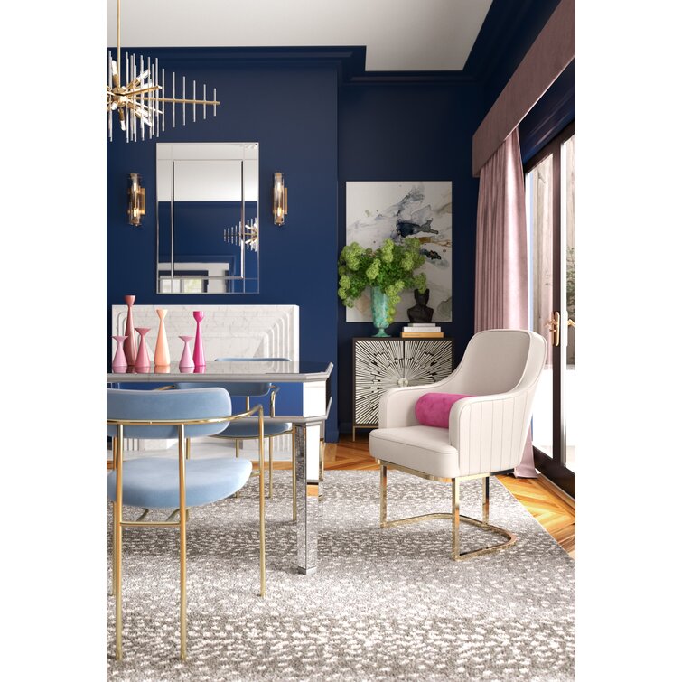 Contemporary Round Dinette Sets Velvet Upholstered Arm chair For Home