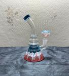 8 Inch Multicolored Recycler Glass Water Bongs 4mm Thickness