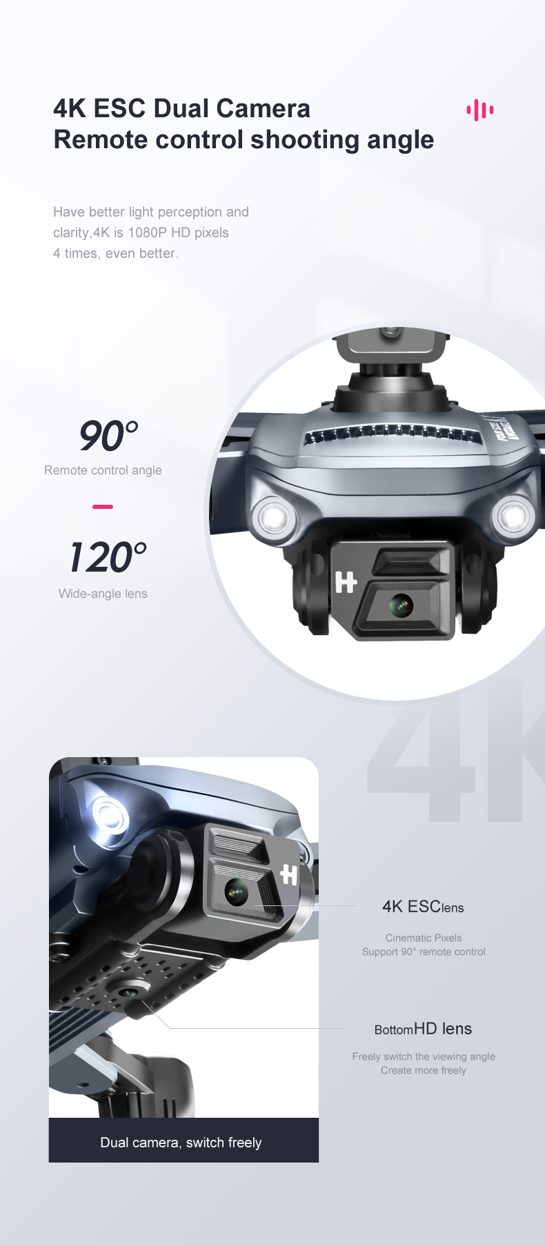Battery 1800 mAh Plastic Foldable Dual Camera Wifi Fpv Obstacle Avoidance Mini Quadcopter Drone