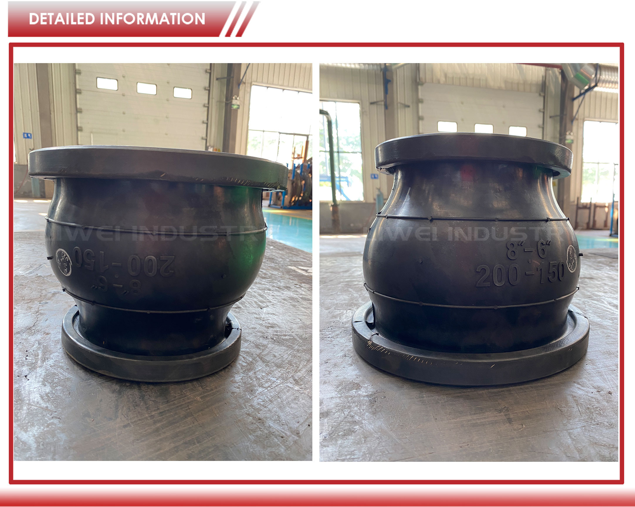 PN16 Single Sphere Rubber Expansion Joint Concentric Reducing ANSI Cl150 Carbon Steel Flanged
