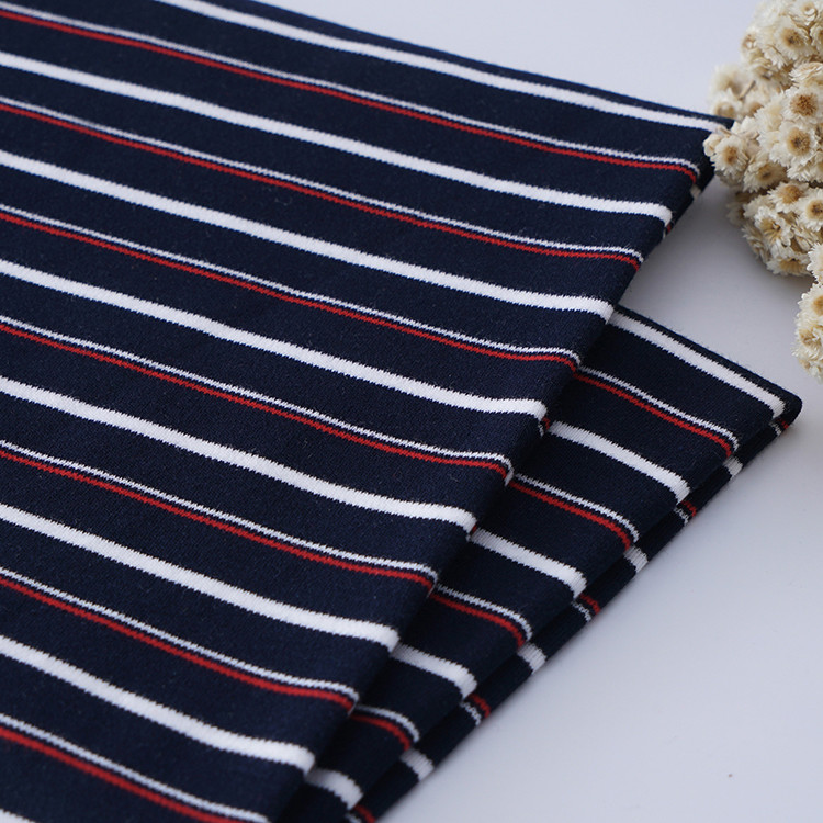 Soft Double Knit Fabric Striped Breathable Washed Cotton Material For Pajamas