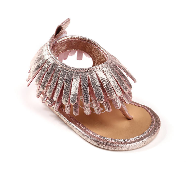Popular Tassel t-strap Soft sole baby barefoot infant sandals
