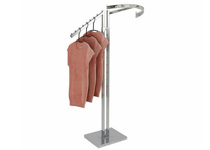 Two Ways Steel Material Garment Display Stands With 10mm Metal Base