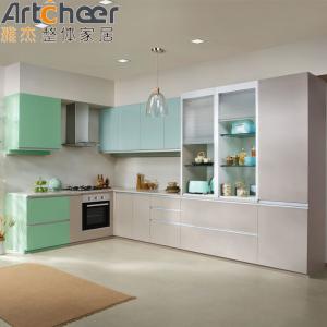 Quality Modular Kitchen Cabinets with Laminated Bullnose Countertop Edging in Australian White wholesale