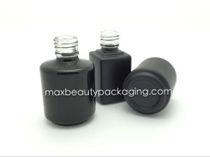 Quality hot sale black thick strong powder coating gel bottle 15ml round straight shape gel polish bottle nail polish packaging wholesale