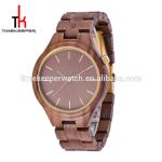 Black sandal quartz movement wood watch cheap price good quality timekeeper men