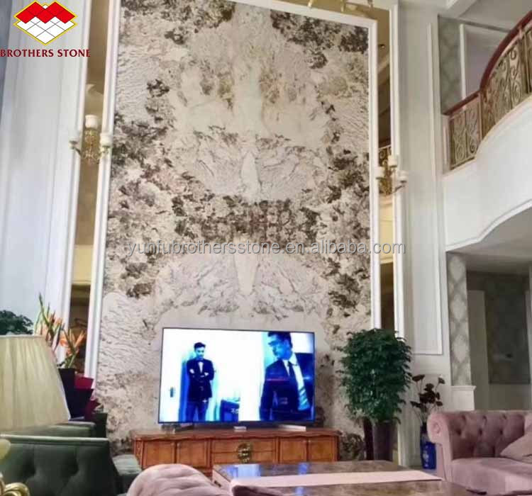 Interior Wall Cut-to-Size Glazed Snow Mountain Silver Fox Marble Stone in Polished Finish