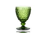 Vintage Green Hand Pressed Wine Glasses 9oz Crystal Wine Goblets