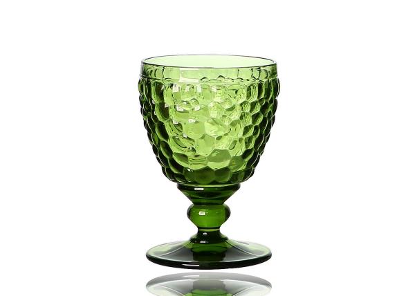 Vintage Green Hand Pressed Wine Glasses 9oz Crystal Wine Goblets