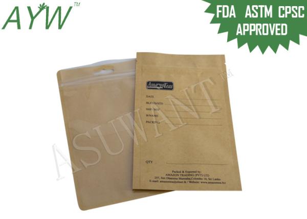 One Side Clear Small Kraft Paper Bags For Areca Nut , OEM Kraft Stand Up Pouches