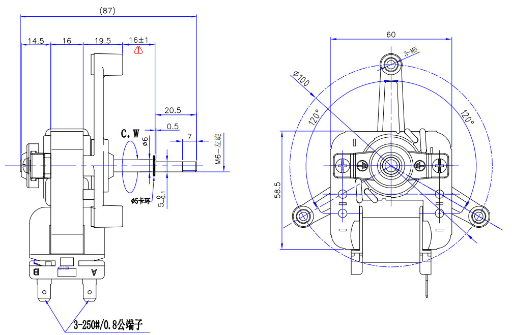 Small Convection Oven Fan Motors YJ61/200 CL.H 120V 60HZ