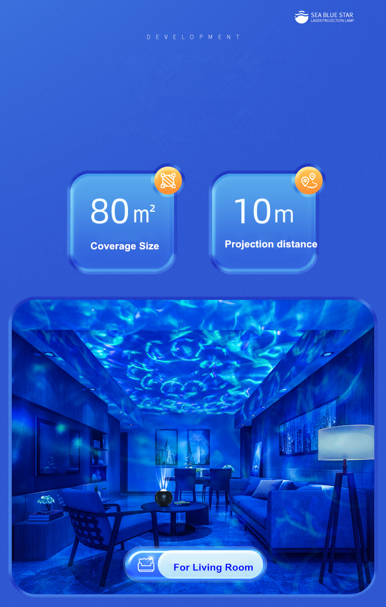 Remote Control Ocean Wave Atmosphere Room Projector Light For Kids Adults Game Center Car