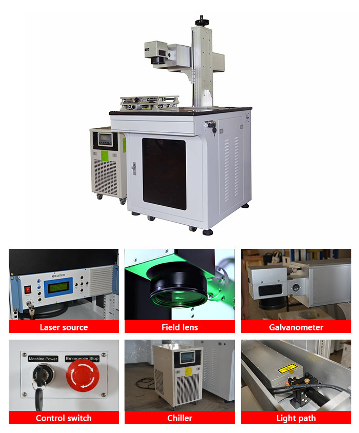 532nm Green Laser Marking Machine For Plastic Glass Inner PCB With QR / Bar Code