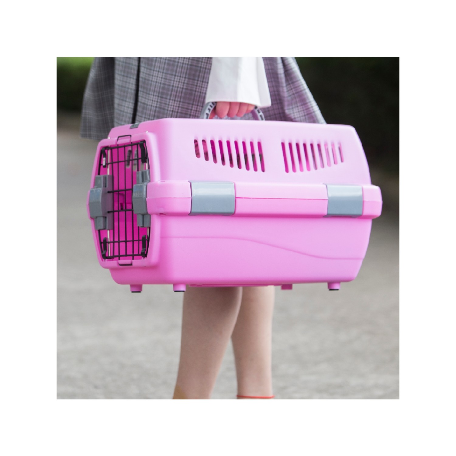 Solid Color Pet Travel Carrier Crates Plastic Kennel For Cats And Dogs