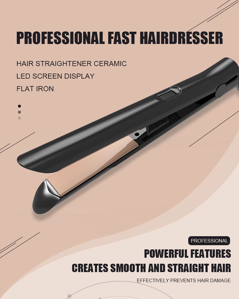LCD Ceramic Hair Flat Iron With MCH PTC Heater Titanium Plates