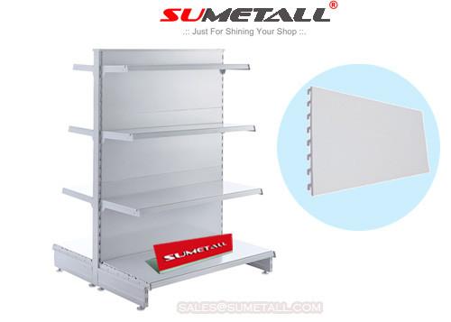 Flat Back Panel Gondola Store Shelving / Retail Store Display Fixtures Double