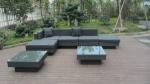 Modern Black Outdoor Rattan Sofa Set For Bar / Cafe / Balcony