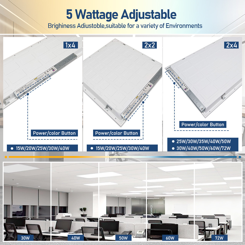 USA In Stock LED Flat Panel Light ETL DLC Premium 3Power 3CCT Switchable 277V 347V 130lm/w