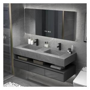 Quality Wall Mounted Modern Design Dark Lacquered Bathroom Cabinet for Apartments and Hotels wholesale