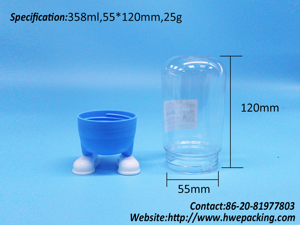 Cartoon Shaped Kid-Friendly PET Lollipop Candy Sugar Cookies Jar Fancy Screw Lid