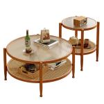 Rattan Glass Tea Table Japanese Style Double Glass Coffee Table