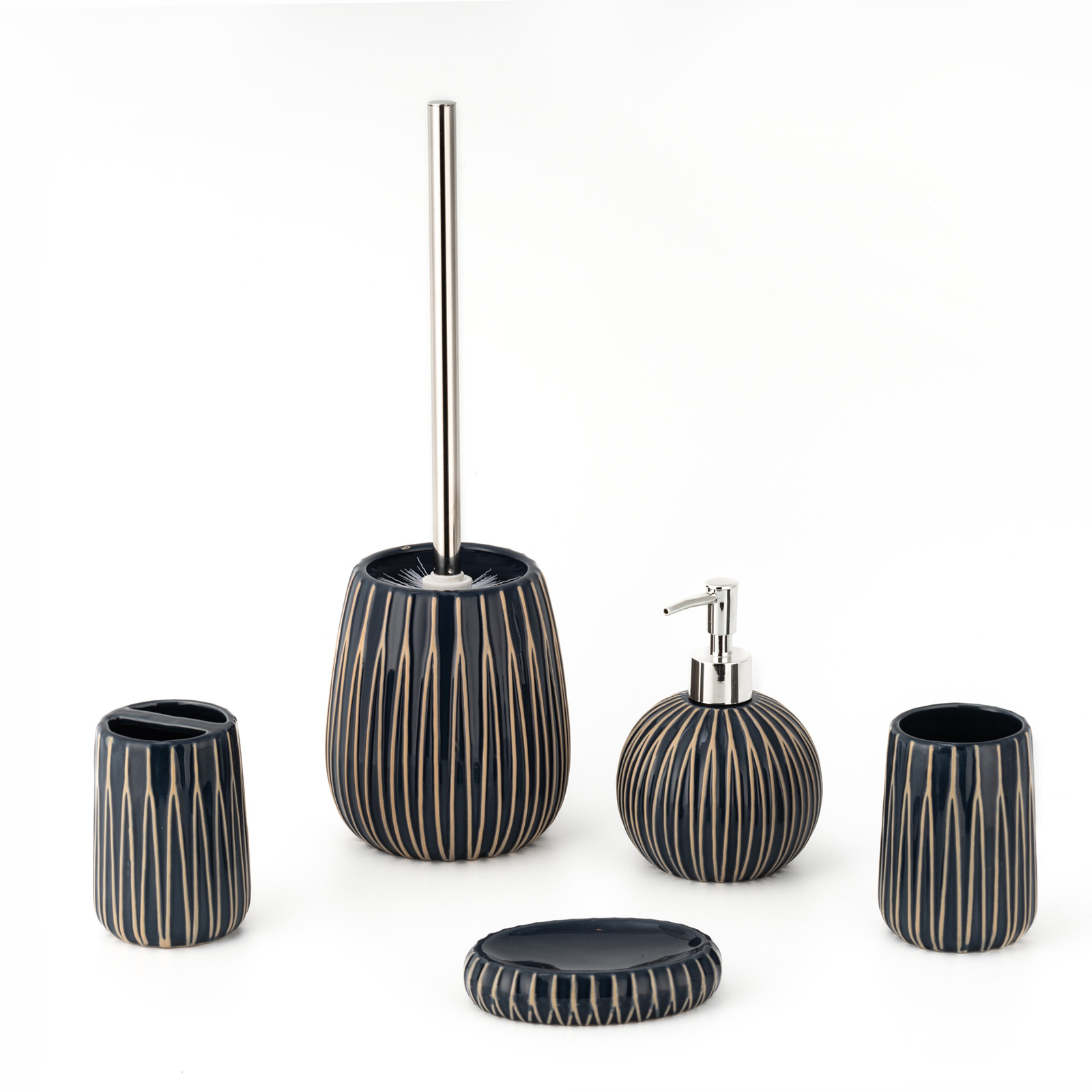 Black Ceramic Foam Soap Dispenser Toothbrush Holder Bathroom Accessories Set
