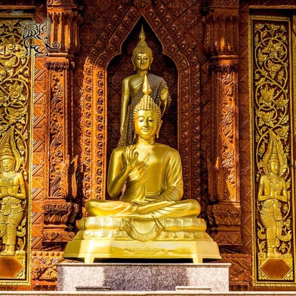Bronze Buddha Statues Golden Southeast Asia Pray Buddha Sculpture Metal