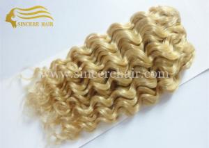 Quality New Fashion Hair Products, 30 CM Blonde #613 Curly Remy Human Hair Weave Extension for Sale wholesale
