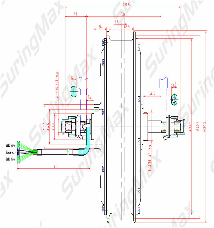 powerful 72v 3000w mxus motor with thermistor