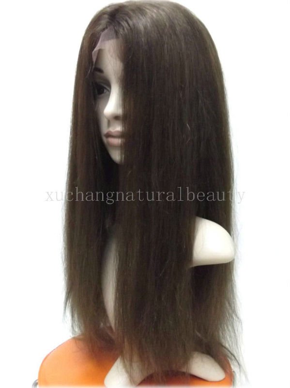 Virgin Human Hair Machine Sewing Full Lace Wigs Soft Straight In Stock