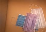 3 Ply Disposable Medical Mask No Glass Fibers Hypoallergenic Blue Color
