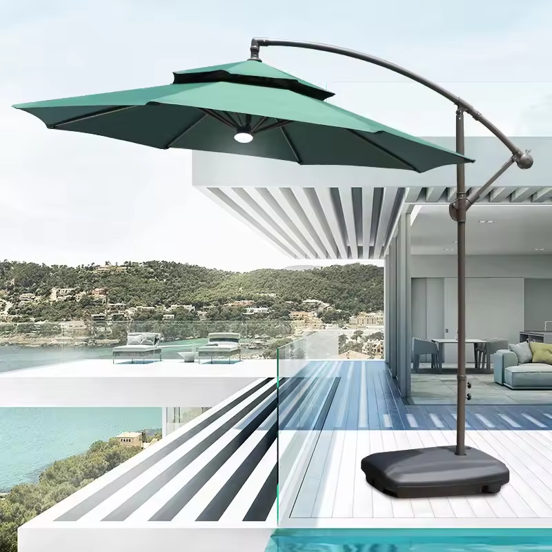 Outdoor Canopy Round Roman Umbrella with LMS-02 Aluminum Frame and 360 Degree Rotation