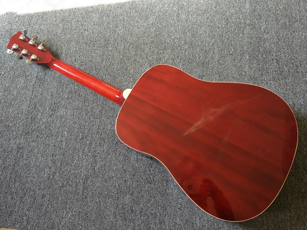 Left hand Acoustic guitar Cherry Sunburst hummingbird Acoustic Guitar+Factory customization
