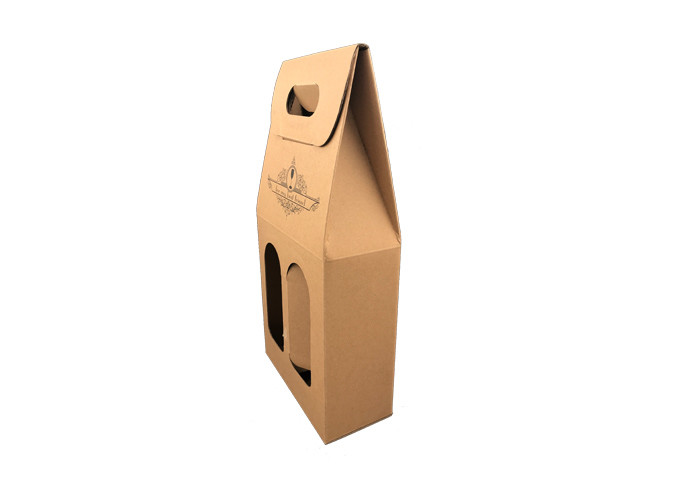 Biodegradable Brown Wine Gift Box Packaging / Three Bottle Wine Gift Box
