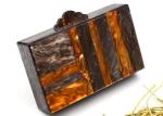 Brown Color Patent Clutch Bag , Small Size Acrylic Evening Bag For Summer