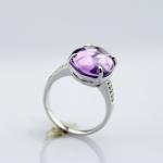 925 Sterling Silver Oval Dome Amethyst Ring(P24E)