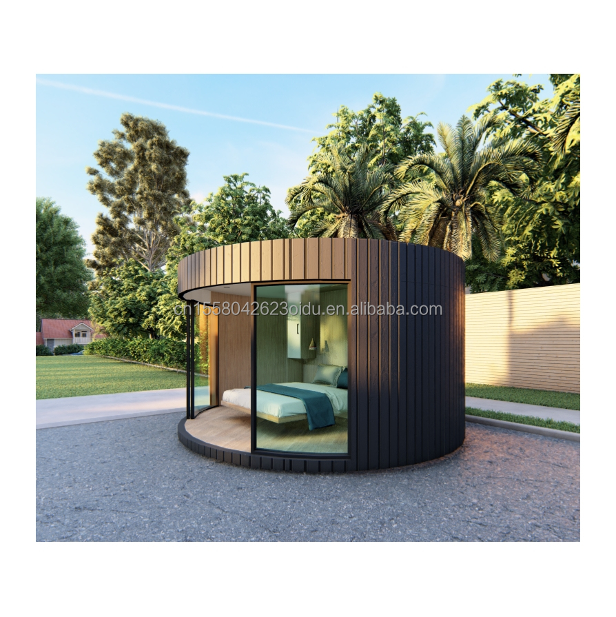 Foldable Container Luxury Glamping Pod Cabin Prefab Wooden Houses Flat Pack Circle Home round Wood Structure 20ft/40ft