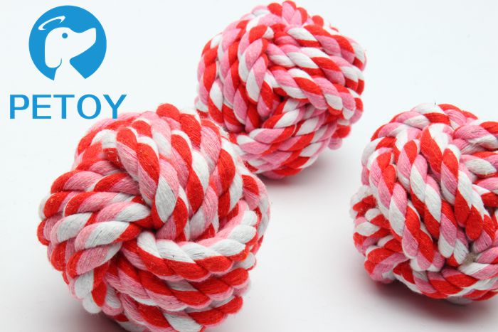 Cotton Indestructible Rope Ball Dog Toy Bright Color ODM Services