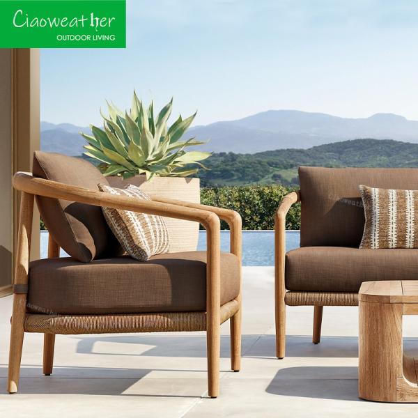 Modern Design Outdoor Teak Wood Patio Furniture Set Luxury Leisure Garden Sofa