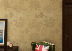 Quality Beige Floral Contemporary Wall Coverings for TV Background , Modern Office Wallpaper wholesale