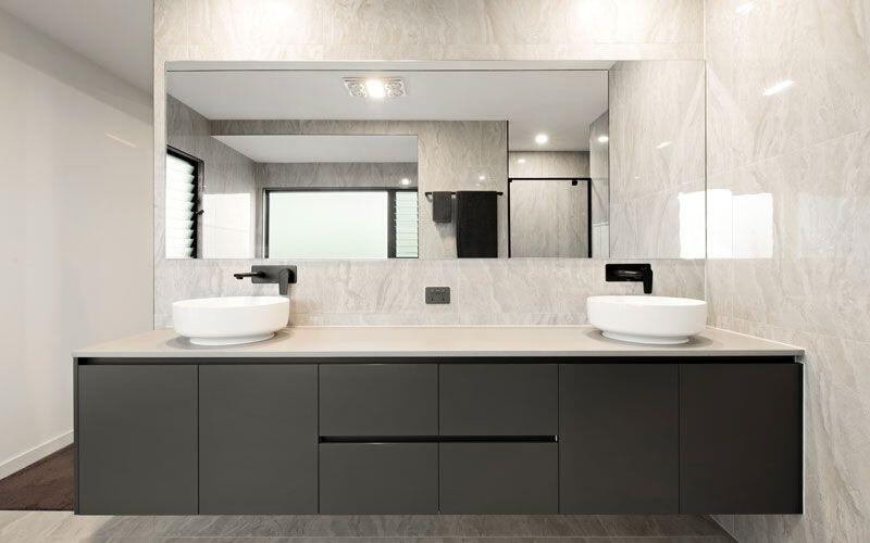 Apartment Bathroom Vanity with Solid Wood Door Panel and Custom Light Wood Grain