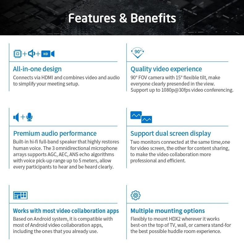 4K Camera 1080p 30fps Smart Video Conferencing Endpoint With Microphone