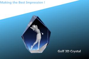 Quality golf crystal 3d awards/golfer 3d crystal awards/golf prestige flame crystal tower/blank 3d wholesale