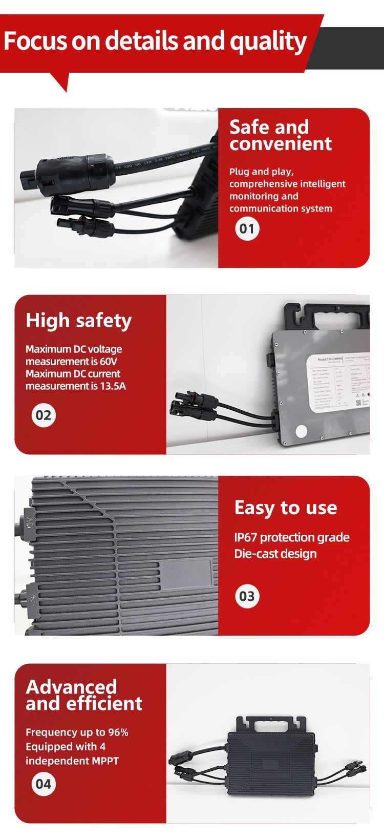 2kw-50kw Home Use Solar Micro Inverter Equipped with 4 MPPT