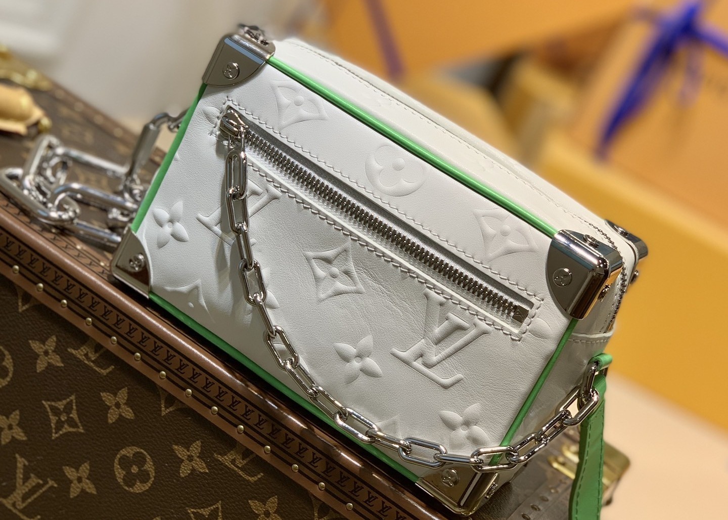 Mini Soft Trunk Chain Bag Monogram Printing Leather Luxury Cross-Body Bag Unique Letters Decrocation Box Bag